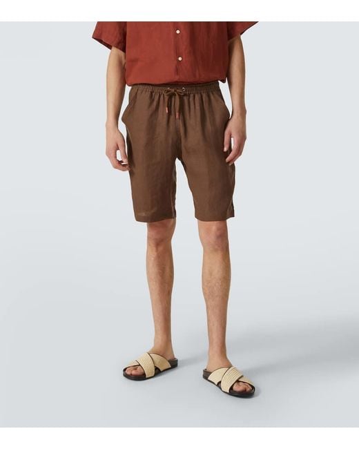 Shorts De Lino Kiton de hombre de color Brown