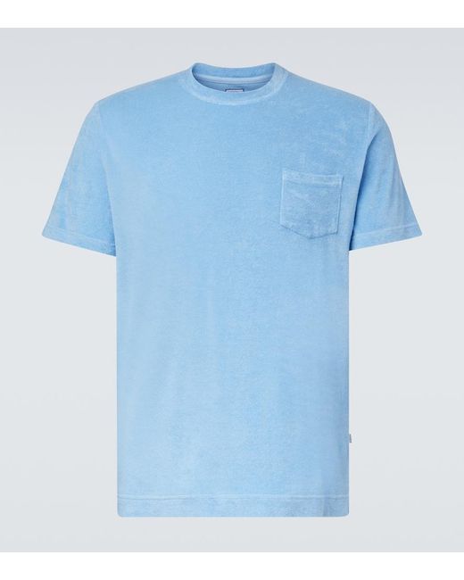 Fedeli Blue Cotton Terry T-Shirt for men
