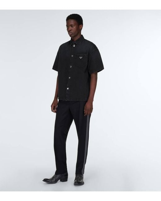 Prada Black Denim Triangle Shirt for men