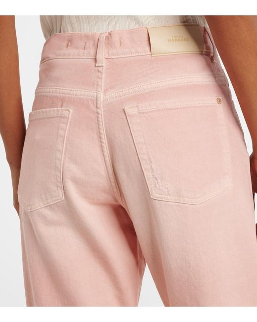 7 For All Mankind Pink Tess High-Rise Straight Jeans
