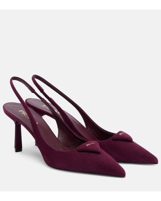 Prada Purple Suede Slingback Pumps 75
