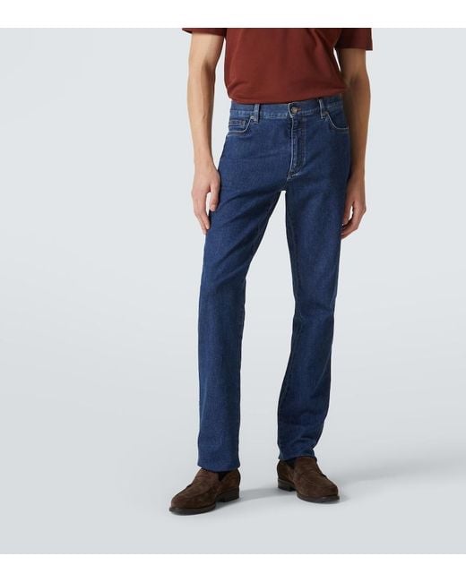 Zegna Blue Roccia Mid-Rise Slim Jeans for men