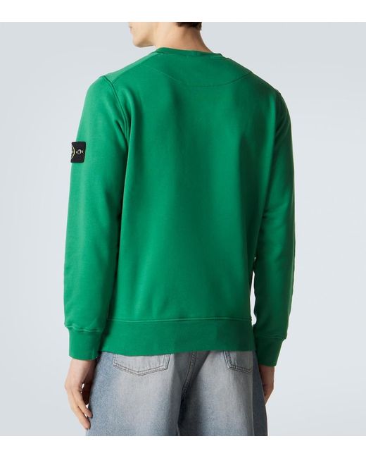 Stone Island Green Compass Cotton Fleece Sweatshirt for men