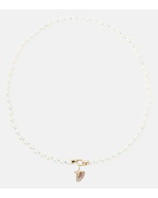 Collana Conch in oro 14kt con perle e pietre preziose di Sydney Evan in White