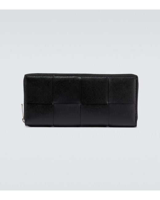 Bottega Veneta Black Leather Intrecciato Wallet for men