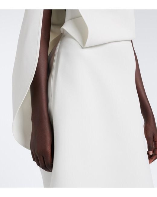 Maticevski White Prosper Asymmetric Draped Midi Dress
