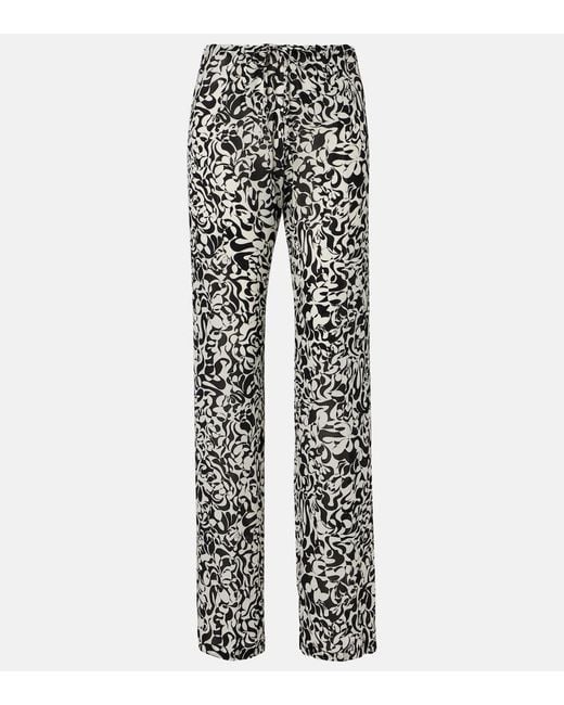 Dries Van Noten Gray Printed Straight Pants