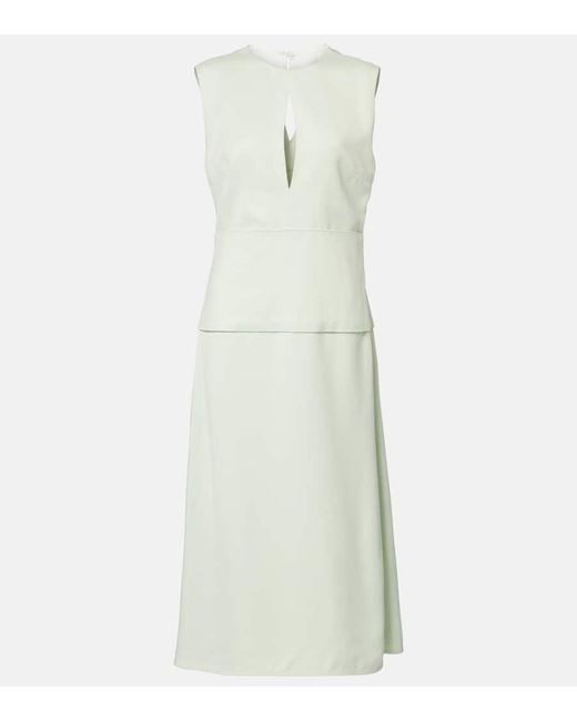Jil Sander White Midikleid Aus Satin