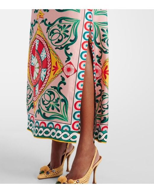 Dolce & Gabbana Red Printed Silk Gown