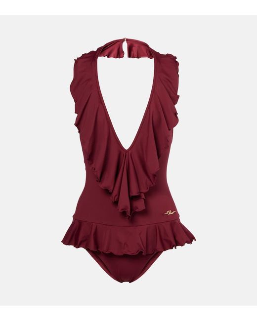 Chloé Red Ruffled Swimsuit