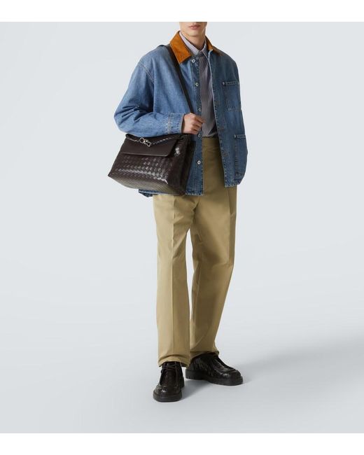 Bottega Veneta Black Andiamo Medium Leather Messenger Bag for men
