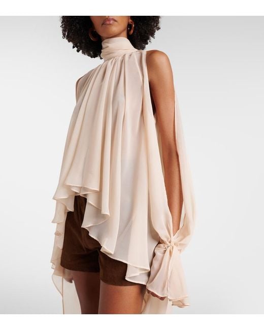 Blumarine Natural Asymmetric Georgette Blouse
