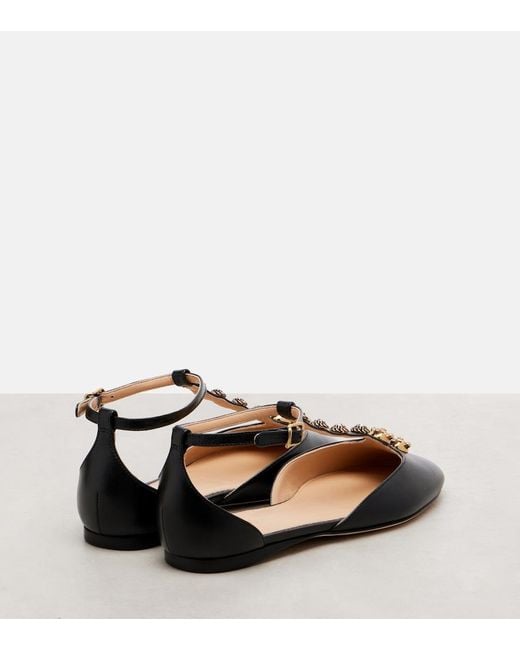 Chloé Black Celeste Embellished Leather Flats
