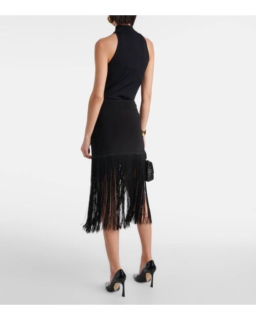 Minifalda con flecos Norma Kamali de color Black