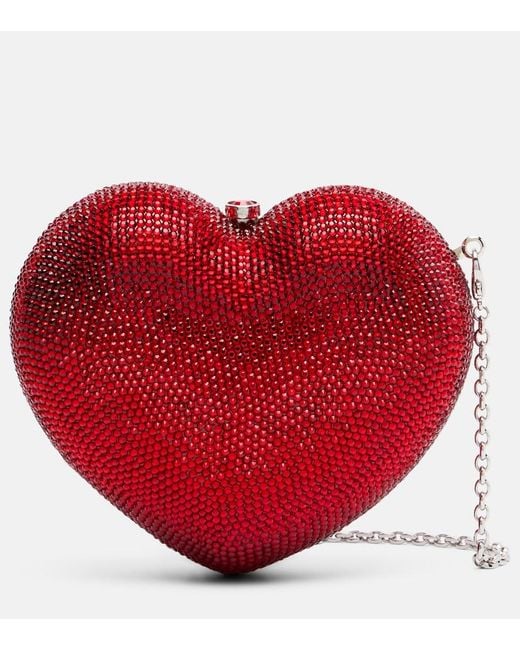 Judith Leiber Red L'Amour Petit Cour Embellished Clutch