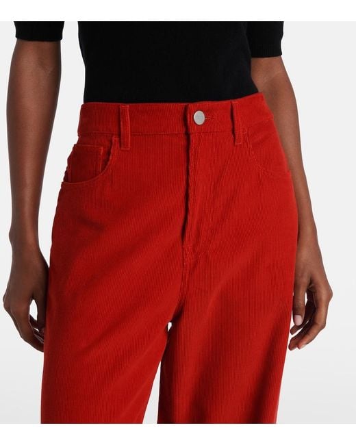 Rohe Red Cotton Corduroy Wide-Leg Pants