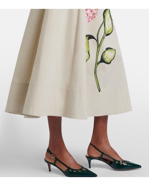 Oscar de la Renta Metallic Porcelain Cotton-Blend Poplin Midi Dress
