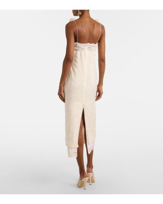 Magda Butrym White Embroidered Silk, Wool And Cotton-Blend Midi Dress