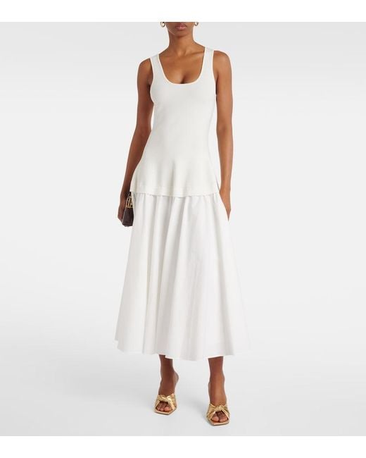 Jonathan Simkhai White Jazz Cotton-Blend Poplin Midi Dress