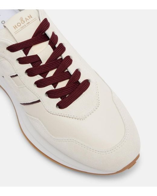 Hogan White H641 Suede Platform Sneakers