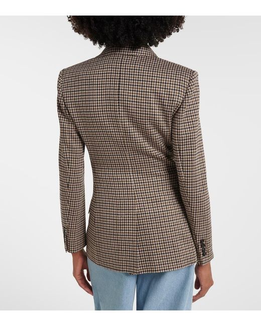 Max Mara Brown Houndstooth Double-Breasted Blazer