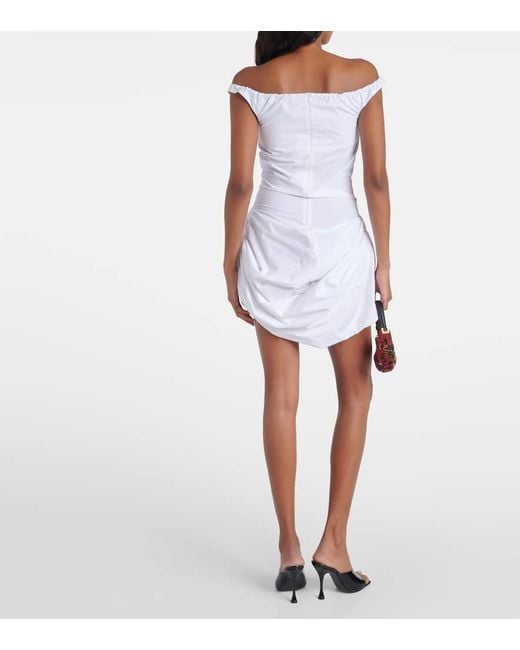 Magda Butrym White Off-shoulder Cotton Bustier Minidress