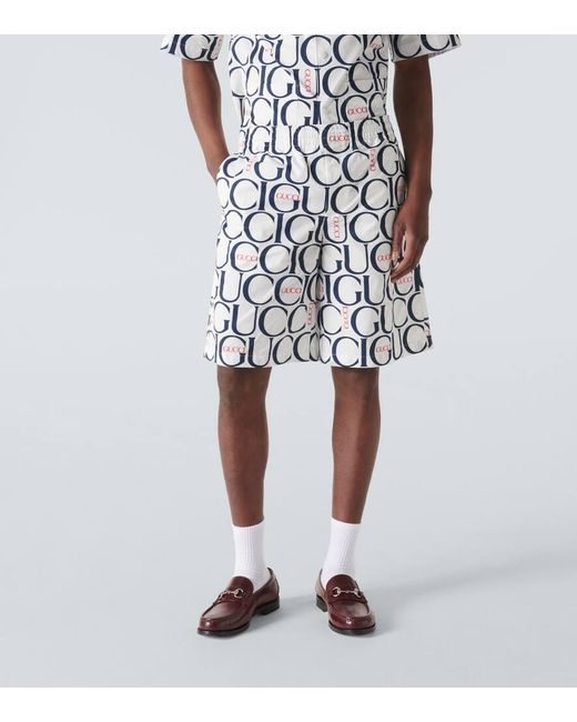 Shorts estampados con logo Gucci de hombre de color White
