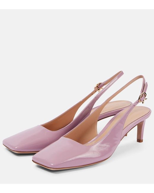 Gianvito Rossi Pink 55 Leather Slingback Pumps