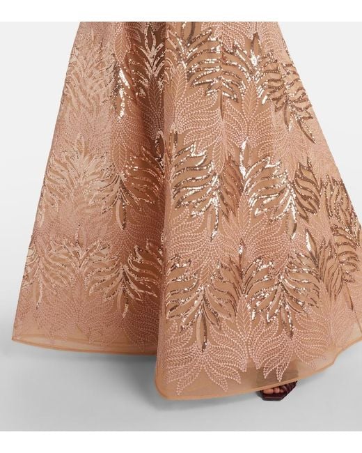 Elie Saab Brown Robe Mit Pailletten