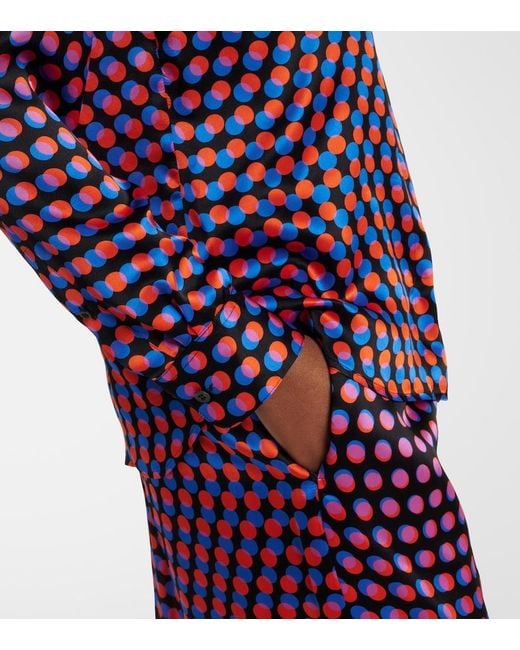 Dries Van Noten Blue Polka-Dot Silk Shirt