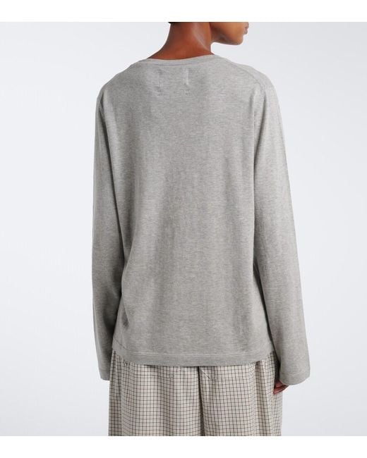 Extreme Cashmere Gray N°500 Jones Cotton And Cashmere Top