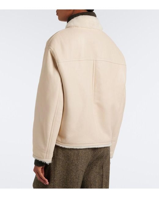 Yves Salomon Natural Shearling-Trimmed Leather Jacket
