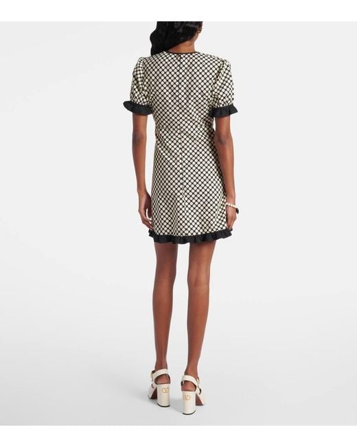 Valentino Black Ruffled Polka-Dot Cotton Poplin Minidress