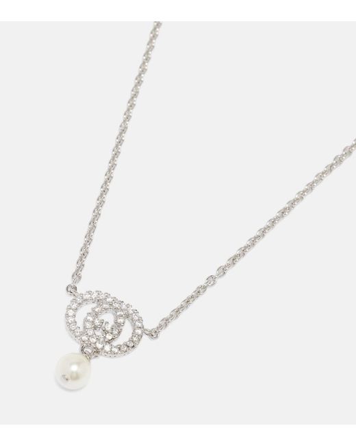 Gucci Metallic Interlocking G Embellished Pendant Necklace