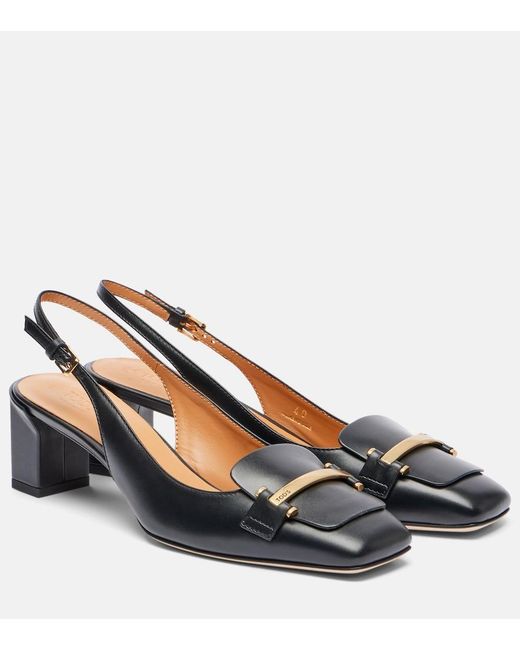 Tod's Blue 50 Leather Slingback Pumps