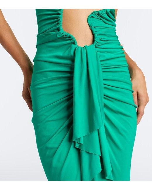 Christopher Esber Green Salacia Ruched Jersey Maxi Dress