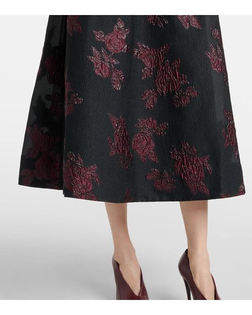 Rebecca Vallance Black Florentina Floral Midi Dress