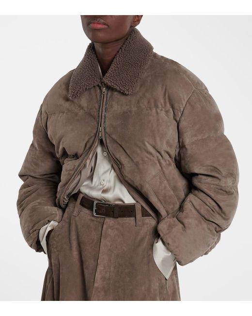 Brunello Cucinelli Brown Suede Down Jacket