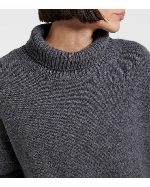 Lisa Yang Gray Heidi Cashmere Turtleneck Sweater