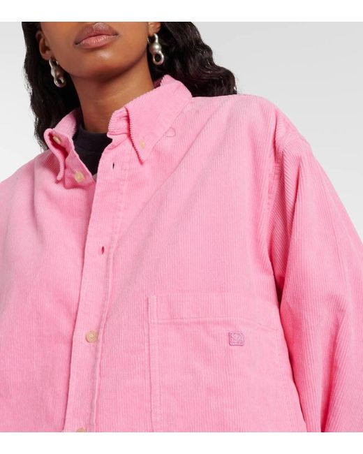 Giacca camicia Face in velluto a coste di Acne in Pink