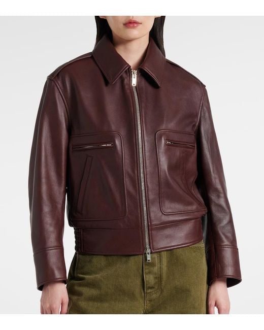 Bottega Veneta Brown Blouson Aus Leder Mit Shearling