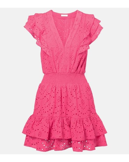 Poupette Pink Camila Shirred Cotton Minidress