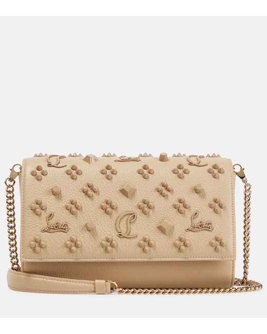 Christian Louboutin Natural Paloma Embellished Leather Clutch