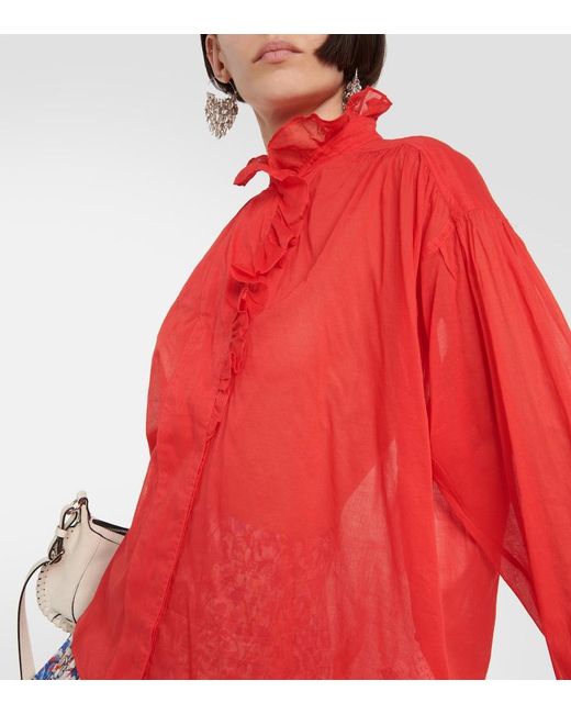 Isabel Marant Red Pamias Cotton Blouse