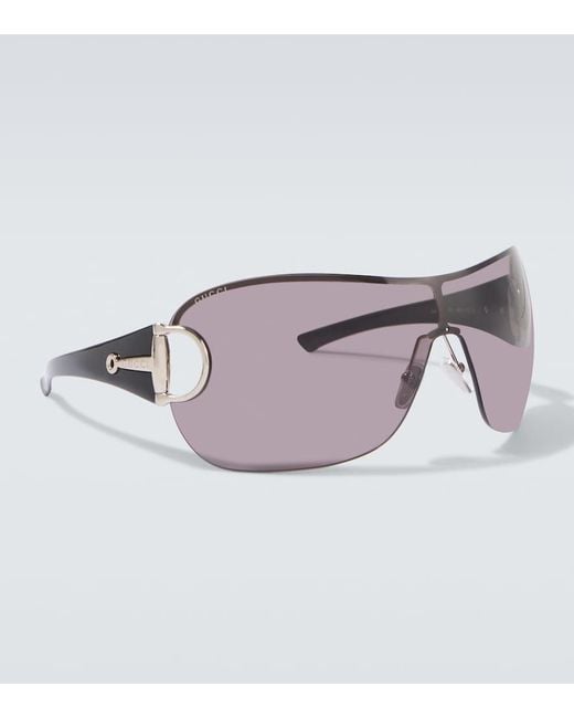 Gucci Black Sign Shield Sunglasses for men