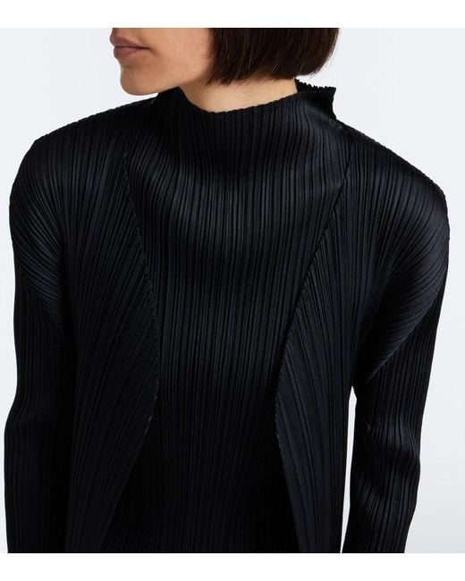 Pleats Please Issey Miyake Black Basics Pleated Cardigan