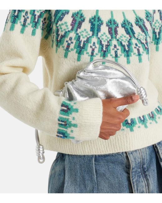 Loewe Green Fair Isle Sequined Wool-Blend Sweater