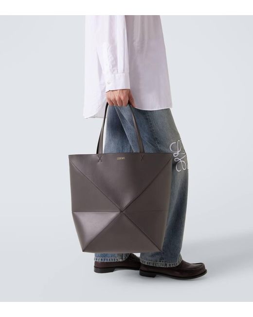 Loewe Black Puzzle Fold Xl Leather Tote Bag for men