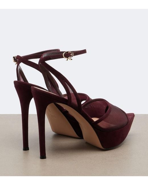 Gianvito Rossi Red Mesh Platform Slingback Sandals