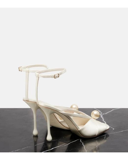 Jimmy Choo White Siva 95 Embellished Satin Sandals